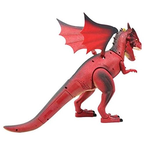 리버티임포트 [아마존베스트]Liberty Imports Dino Planet Remote Control RC Walking Dinosaur Toy with Shaking Head, Light Up Eyes and Sounds (Fire Dragon)