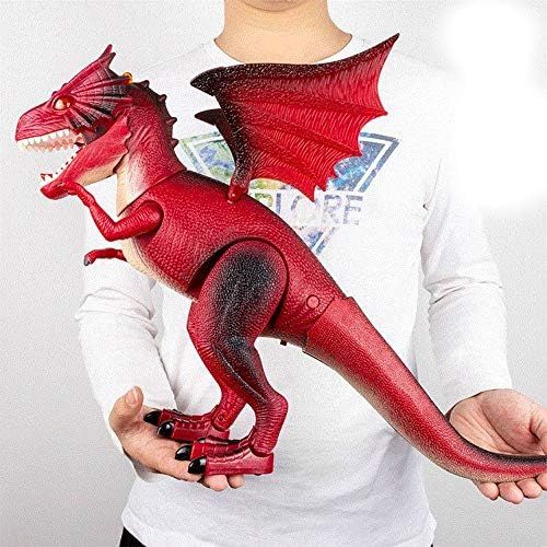 리버티임포트 [아마존베스트]Liberty Imports Dino Planet Remote Control RC Walking Dinosaur Toy with Shaking Head, Light Up Eyes and Sounds (Fire Dragon)