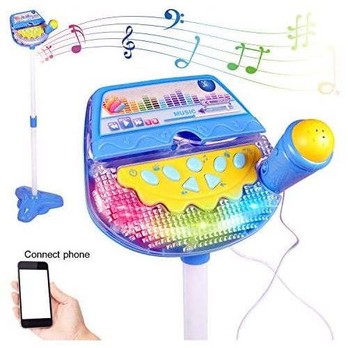 리버티임포트 [아마존베스트]Liberty Imports Rock Star Kids Karaoke Machine Sing Along Multifunctional Stand Up Microphone Toy Play Set with Built in MP3, Speaker, Adjustable Height