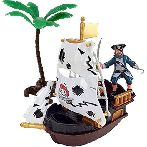 리버티임포트 [아마존베스트]Liberty Imports Bucket of Pirate Action Figures Playset with Boat, Treasure Chest, Cannons, Shark, Pirate Ship, and More!