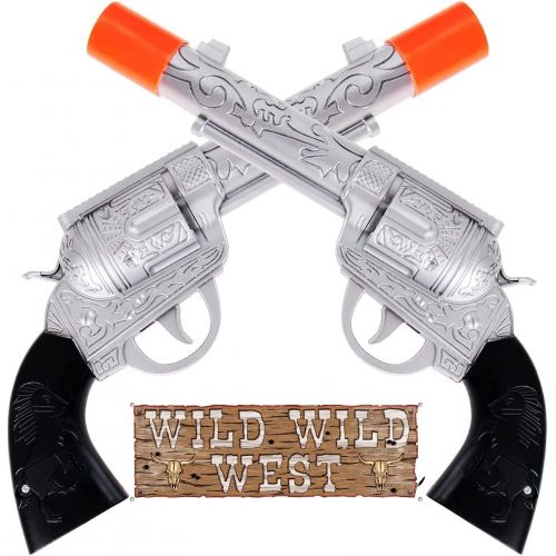 리버티임포트 Liberty Imports 11 inches Western Dual Toy Cowboy Gun and Holster Set Wild West Cowboy Sheriff with Realistic Sounds