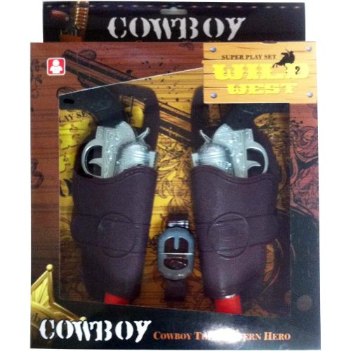리버티임포트 Liberty Imports 11 inches Western Dual Toy Cowboy Gun and Holster Set Wild West Cowboy Sheriff with Realistic Sounds