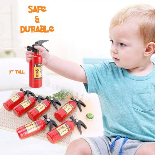 리버티임포트 Liberty Imports 7 Inch Fire Extinguisher Squirt Toys - 12 Pack - Firefighter Water Guns with Realistic Design - Fun Fireman Squirters for Kids Party Favors