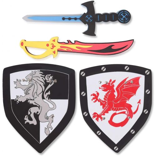 리버티임포트 Liberty Imports Dual Foam Sword and Shield Playset - 2 Pack Medieval Combat Ninja Warrior Weapons Costume Role Play Accessories for Kids