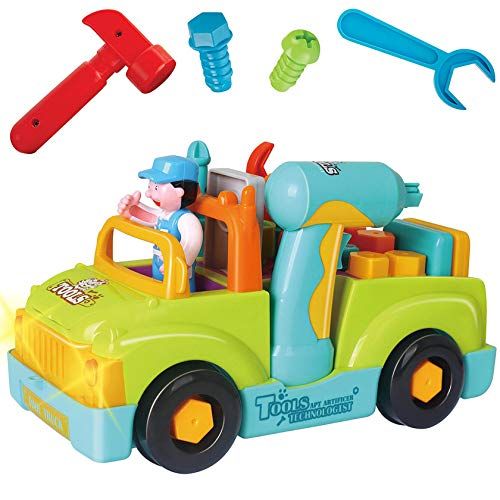 리버티임포트 Liberty Imports Multifunctional Take Apart Toy Tool Truck With Electric Drill and Power Tools, Lights and Music, Bump and Go Action