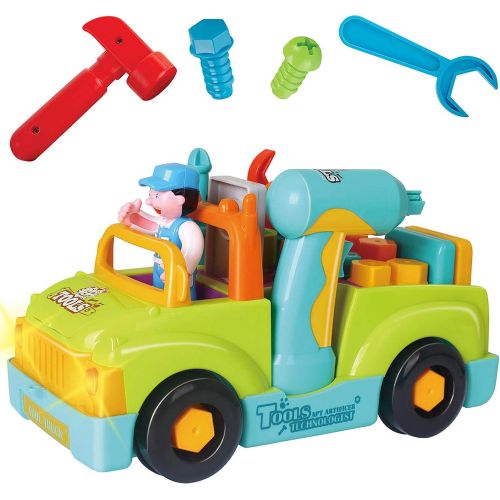 리버티임포트 Liberty Imports Multifunctional Take Apart Toy Tool Truck With Electric Drill and Power Tools, Lights and Music, Bump and Go Action