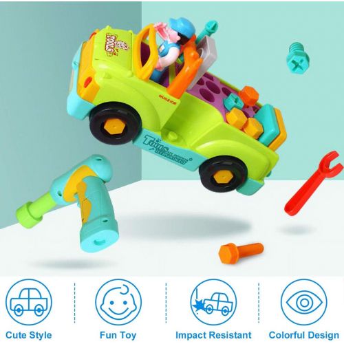 리버티임포트 Liberty Imports Multifunctional Take Apart Toy Tool Truck With Electric Drill and Power Tools, Lights and Music, Bump and Go Action