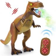 Liberty Imports Smoke Breathing Remote Control Tyrannosaurus Rex Kids RC Trex Dinosaur Figure Walking T-Rex Electronic Toy Action Robot with Moving Head, Lights, Roaring Sounds