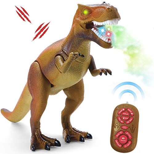 리버티임포트 Liberty Imports Smoke Breathing Remote Control Tyrannosaurus Rex Kids RC Trex Dinosaur Figure Walking T-Rex Electronic Toy Action Robot with Moving Head, Lights, Roaring Sounds