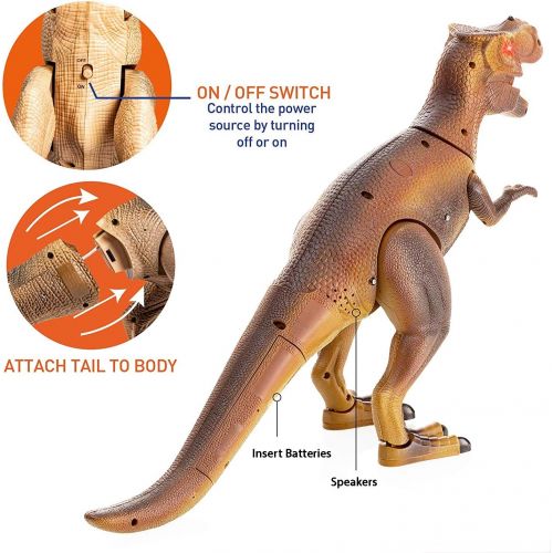 리버티임포트 Liberty Imports Smoke Breathing Remote Control Tyrannosaurus Rex Kids RC Trex Dinosaur Figure Walking T-Rex Electronic Toy Action Robot with Moving Head, Lights, Roaring Sounds