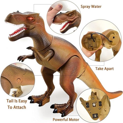 리버티임포트 Liberty Imports Smoke Breathing Remote Control Tyrannosaurus Rex Kids RC Trex Dinosaur Figure Walking T-Rex Electronic Toy Action Robot with Moving Head, Lights, Roaring Sounds