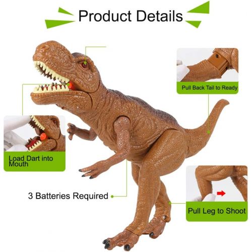 리버티임포트 Liberty Imports Dino Planet Dinosaur Foam Dart Gun T-Rex Toy - Realistic Tyrannosaurus Rex Model for Kids with Shooting Roaring Sounds and Light Up Eyes