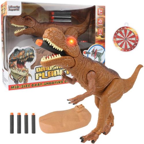 리버티임포트 Liberty Imports Dino Planet Dinosaur Foam Dart Gun T-Rex Toy - Realistic Tyrannosaurus Rex Model for Kids with Shooting Roaring Sounds and Light Up Eyes