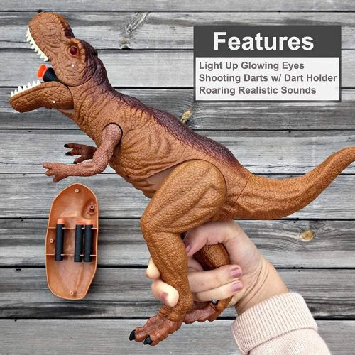 리버티임포트 Liberty Imports Dino Planet Dinosaur Foam Dart Gun T-Rex Toy - Realistic Tyrannosaurus Rex Model for Kids with Shooting Roaring Sounds and Light Up Eyes