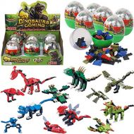 Liberty Imports 3D Dinosaur Puzzle Figures Building Bricks in Jurassic Eggs - 6-in-1 Buildable Transforming Dino Blocks - Educational Assembly Kits for Kids Party Favors (Set of 6)