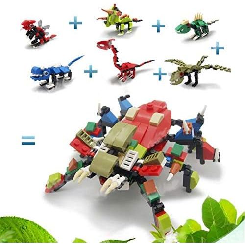 리버티임포트 Liberty Imports 3D Dinosaur Puzzle Figures Building Bricks in Jurassic Eggs - 6-in-1 Buildable Transforming Dino Blocks - Educational Assembly Kits for Kids Party Favors (Set of 6)