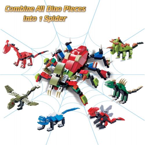 리버티임포트 Liberty Imports 3D Dinosaur Puzzle Figures Building Bricks in Jurassic Eggs - 6-in-1 Buildable Transforming Dino Blocks - Educational Assembly Kits for Kids Party Favors (Set of 6)
