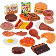 Liberty Imports Fast Food and Dessert Mini Play Food Cooking Set for Kids - 30 Pieces (Burgers, Donuts, Ice Cream, and More)
