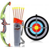 Liberty Imports Light Up Archery Bow and Arrow Toy Set for Girls with 6 Suction Cup Arrows, Target, and Quiver