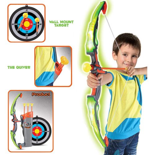 리버티임포트 Liberty Imports Light Up Archery Bow and Arrow Toy Set for Girls with 6 Suction Cup Arrows, Target, and Quiver