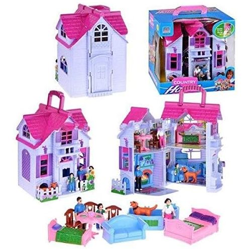 리버티임포트 Liberty Imports My Sweet Home Fold and Go Pretend Play Mini Dollhouse with Furniture and Accessories