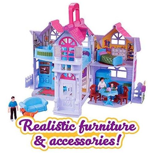 리버티임포트 Liberty Imports My Sweet Home Fold and Go Pretend Play Mini Dollhouse with Furniture and Accessories