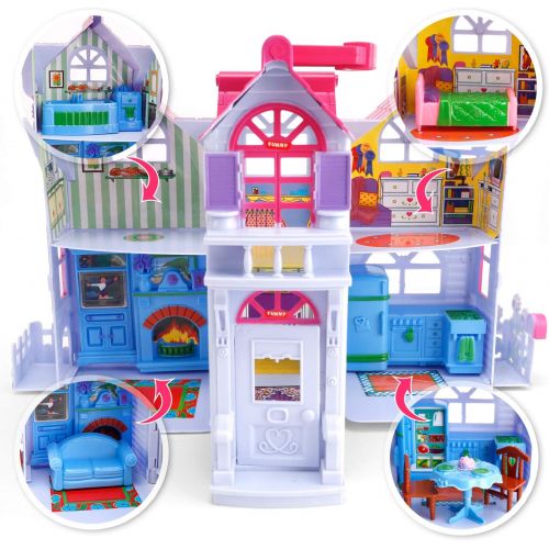 리버티임포트 Liberty Imports My Sweet Home Fold and Go Pretend Play Mini Dollhouse with Furniture and Accessories