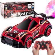 Liberty Imports R/C Fog Racer Car - Rechargeable 2.4 GHZ Remote Control High Speed Race Car with LED and Rear Smoke Stream (Red)