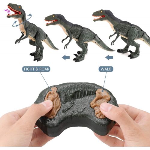 리버티임포트 Liberty Imports Dino Planet Remote Control RC Walking Dinosaur Toy with Shaking Head, Light Up Eyes and Sounds (Triceratops)