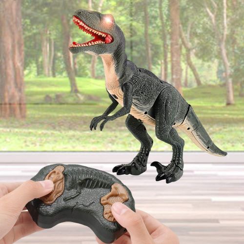 리버티임포트 Liberty Imports Dino Planet Remote Control RC Walking Dinosaur Toy with Shaking Head, Light Up Eyes and Sounds (Triceratops)