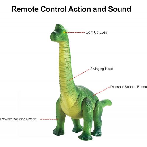 리버티임포트 Liberty Imports Dino Planet Remote Control RC Walking Dinosaur Toy with Shaking Head, Light Up Eyes and Sounds (Triceratops)