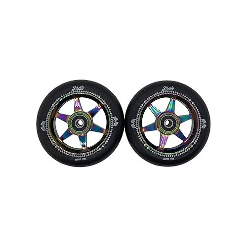  Liberty Pro Scooters - 110mm Sixstar Pro Freestyle Scooter Wheels (Pair) (Neo Chrome - Oil Slick)