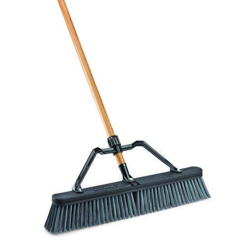  Libman Commercial 829 Rough Surface Industrial Push Broom with Brace, 65 Length, 24 Width, BlackGreyWood (Pack of 4)