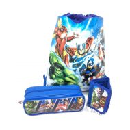 Licensed Avengers Marvel Avengers Character Authentic Licensed Wallet, Pencil Case, Sling Backpack Bag-3 Items-Blue
