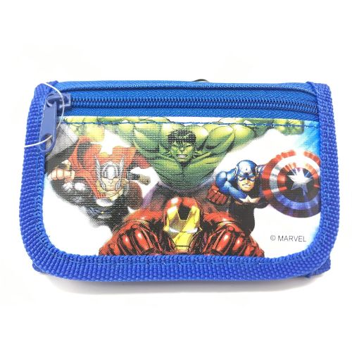  Licensed Avengers Marvel Avengers Character Authentic Licensed Wallet, Pencil Case, Sling Backpack Bag-3 Items-Blue