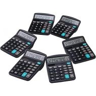 LICHAMP Desk Calculators with Big Buttons and Large Display, Office Desktop Calculator Basic 12 Digit with Solar Power and AA Battery (Included), 6 Bulk Pack