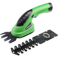 Lichamp 2-in-1 Electric Hand Held Grass Shear Hedge Trimmer Shrubbery Clipper Cordless Battery Powered Rechargeable for Garden and Lawn, CGS-3601 Grass Green