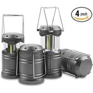 Lichamp LED Lanterns, 4 Pack Pop Up Lanterns for Power Outages, Bright Battery Powered Hanging Lanterns for Outdoor Camping Hiking, Emergency Survival Lights for Hurricane Collapsible, Dark Gray