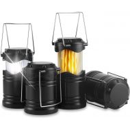 Lichamp 4 Pack LED Camping Lanterns, Battery Powered Camping Lights Super Bright Collapsible Flashlight Portable Emergency Supplies Kit, Dual Mode, Black