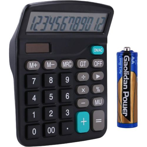  LICHAMP Desk Calculators with Big Buttons and Large Display, Office Desktop Calculator Basic 12 Digit with Solar Power and AA Battery (Included), 5 Bulk Pack