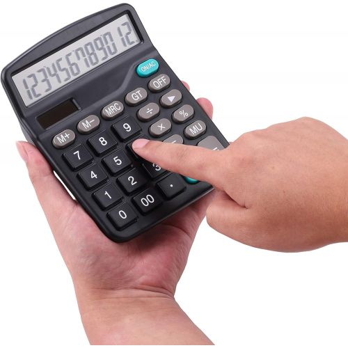  LICHAMP Desk Calculators with Big Buttons and Large Display, Office Desktop Calculator Basic 12 Digit with Solar Power and AA Battery (Included), 5 Bulk Pack