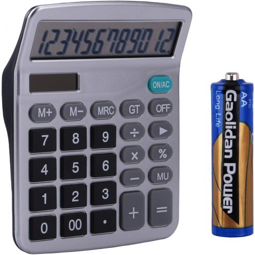  LICHAMP Desk Calculators with Big Buttons and Large Display, Office Desktop Calculator Basic 12 Digit with Solar Power and AA Battery (Included), 4 Bulk Pack