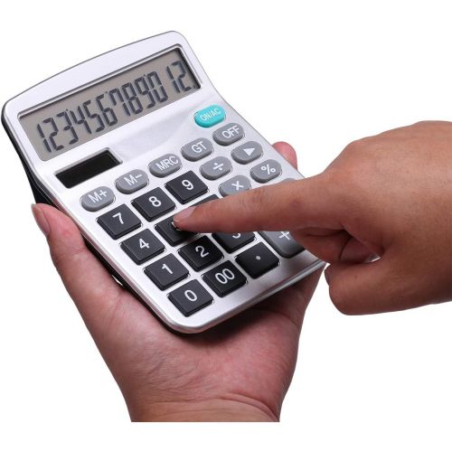  LICHAMP Desk Calculators with Big Buttons and Large Display, Office Desktop Calculator Basic 12 Digit with Solar Power and AA Battery (Included), 4 Bulk Pack