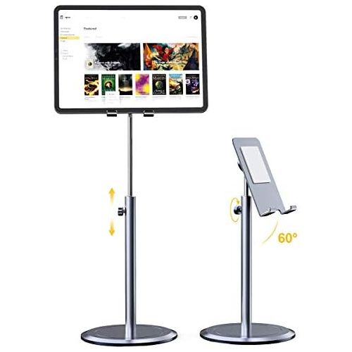  [아마존베스트]licheers Tablet Stand, Upgraded Stable Tablet Holder, All-Aluminium Alloy, Angle Height-Adjustable Tablet Holder for 4.7 - 12.9 Inch Mobile Phone and Tablets (Grey)