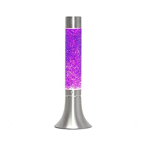  Licht-Erlebnisse Moderne Lavalampe Glitter Lila Retro Design Glas H:38cm Stimmungslicht Geschenkidee Jugendzimmer