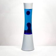 Licht-Erlebnisse LavalampeRingo in blau mit Gestell in weiss 39cm gross E14 25W inkl. Kabelschalter an der Leuchte Magma fuer stimmungsvolle Momente
