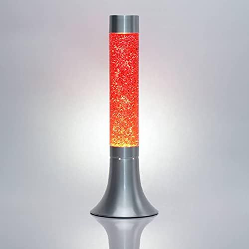  Licht-Erlebnisse Sonnige Lavalampe Glitter Orange 38cm hoch Glas Rund Retro Design Partylicht Wohnzimmer Jugendzimmer