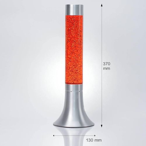  Licht-Erlebnisse Sonnige Lavalampe Glitter Orange 38cm hoch Glas Rund Retro Design Partylicht Wohnzimmer Jugendzimmer