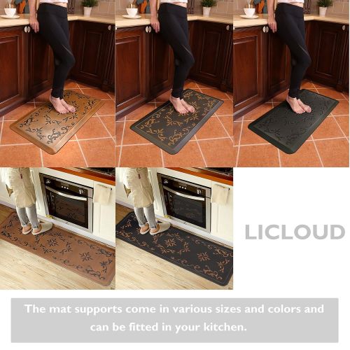  Licloud Anti-fatigue Flower Mat Non-toxic Kitchen Floor Mat Comfort Mat Desk Mat (20x39x3/4-Inch, Antique Flower Light 2)