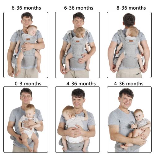  Lictin Baby Carrier 6-in-1 Ergonomic Backpack Carry with Hip Seat for Infants from 3.5KG to 20KG with 2...